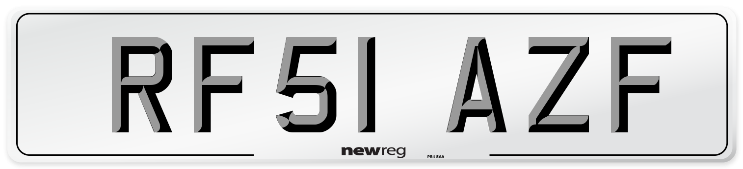 RF51 AZF Number Plate from New Reg